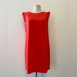 Cynthia Rowley Vibrant Red/Orange Ruffle Sleeve Shift Dress